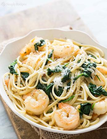 Scampi, citroen en spinazie