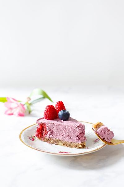 Vegan frambozencheesecake