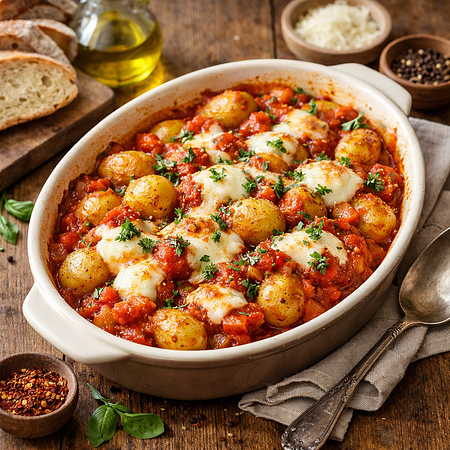 Aardappeltjes in de oven met tomatensaus