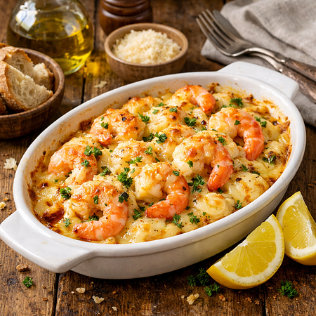 Gegratineerde scampi
