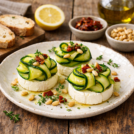 Hapje met geitenkaas en courgettes