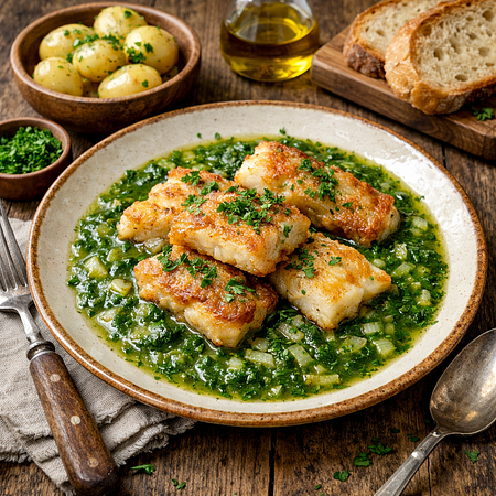 Stokvis in groene saus