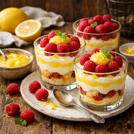 Trifle met frambozen en lemon curd