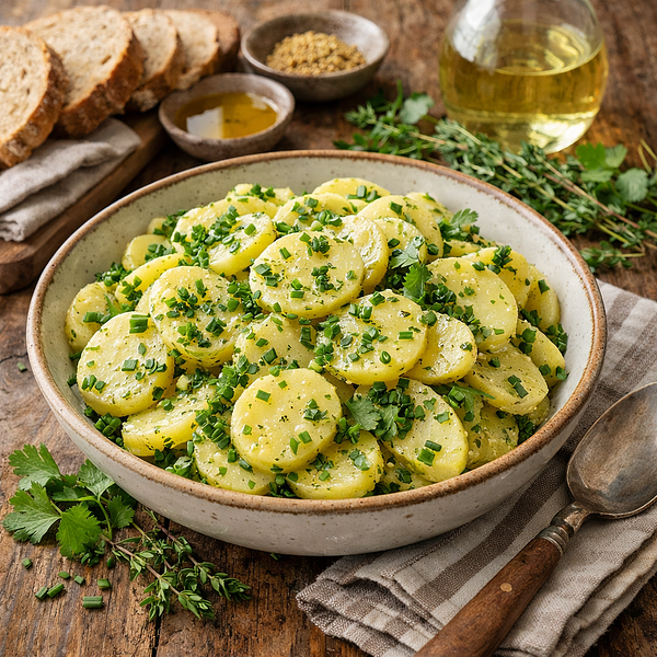 Aardappelsalade met gemengde kruiden