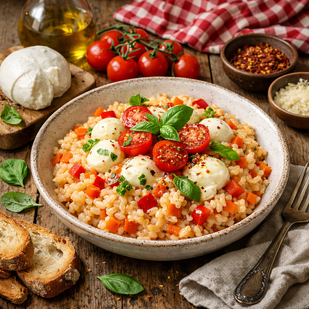Risotto met mozzarella en rode peper